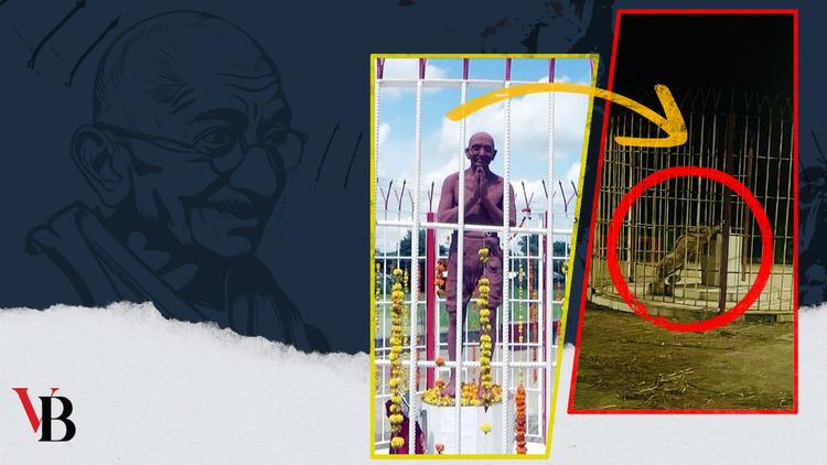 Gandhi's statue lying face down for eight months