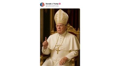 Trump shares photo wearing Pope’s outfit